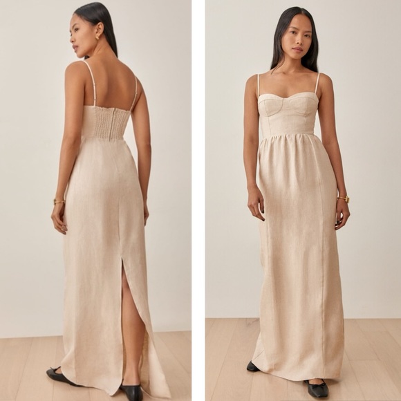 Reformation Dresses & Skirts - Reformation NWT 2 Effie Oatmeal Linen Bustier Maxi Dress